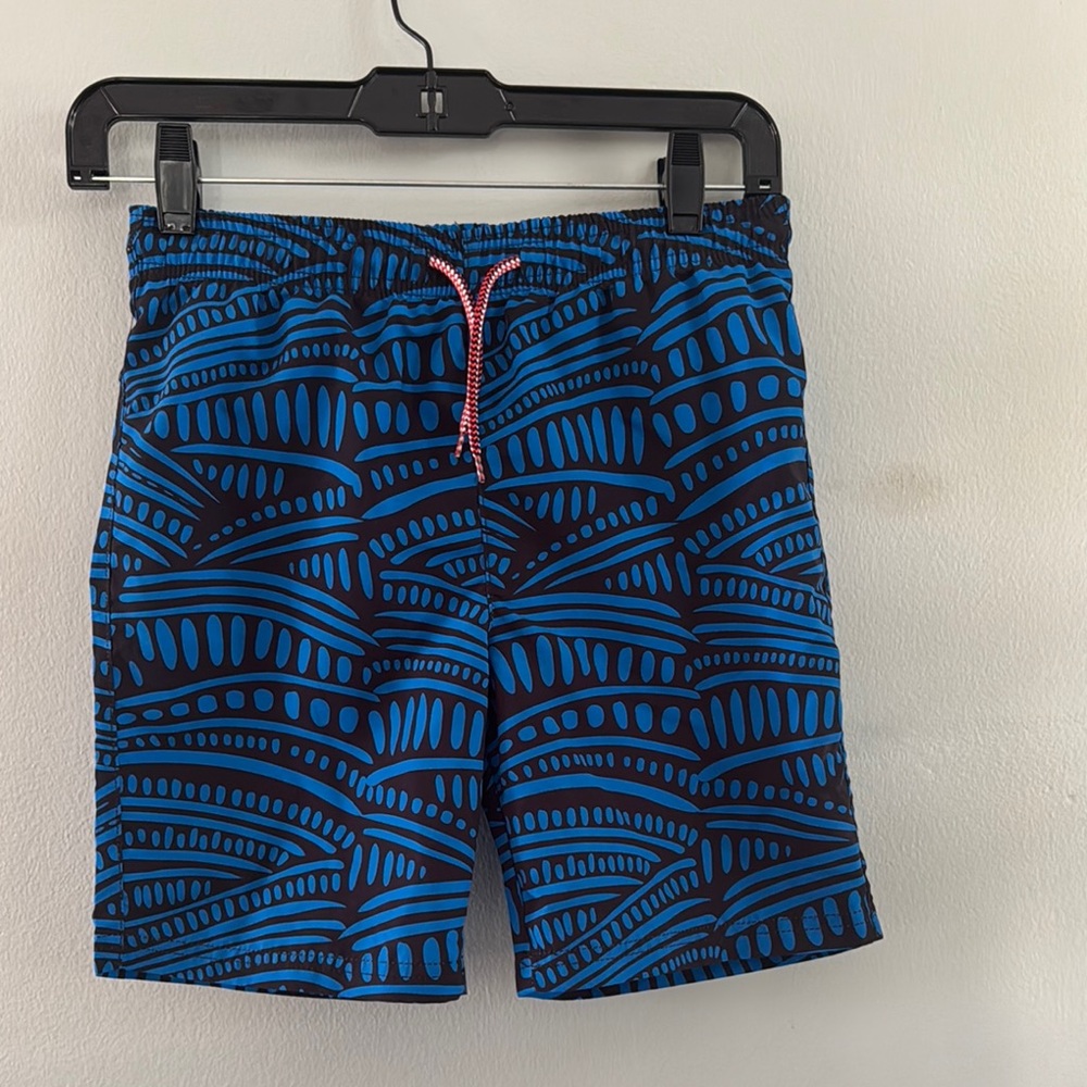 Blue and Black Patterned Swim Shorts